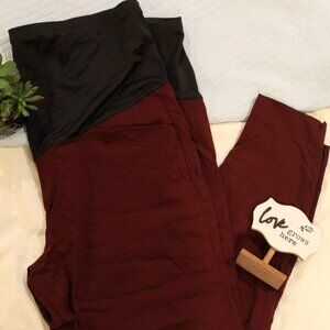 Maurices Bengaline Over The Bump Burgundy Bootcut Maternity Pant XL